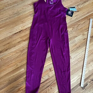 Raspberry rose colored one piece workout romper